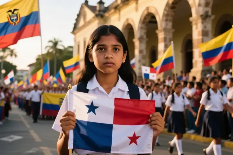 girl carrying panama flag