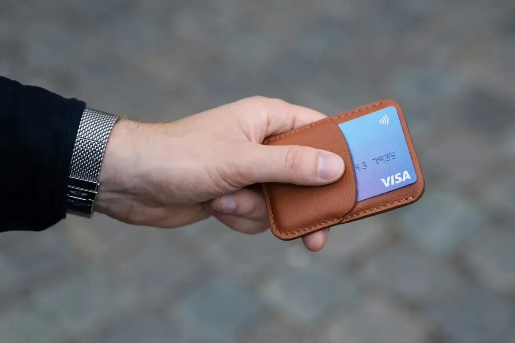 hand with visa card