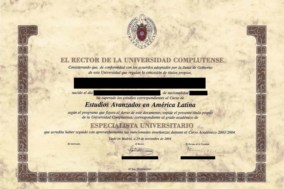 Diploma especialista estudios avanzados america latina universidad complutense