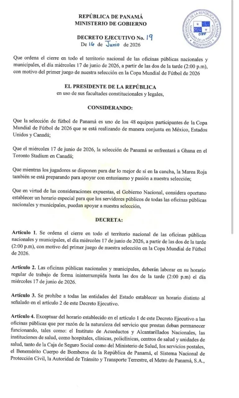 presidential decree worldcup 2026 closure after 2pm