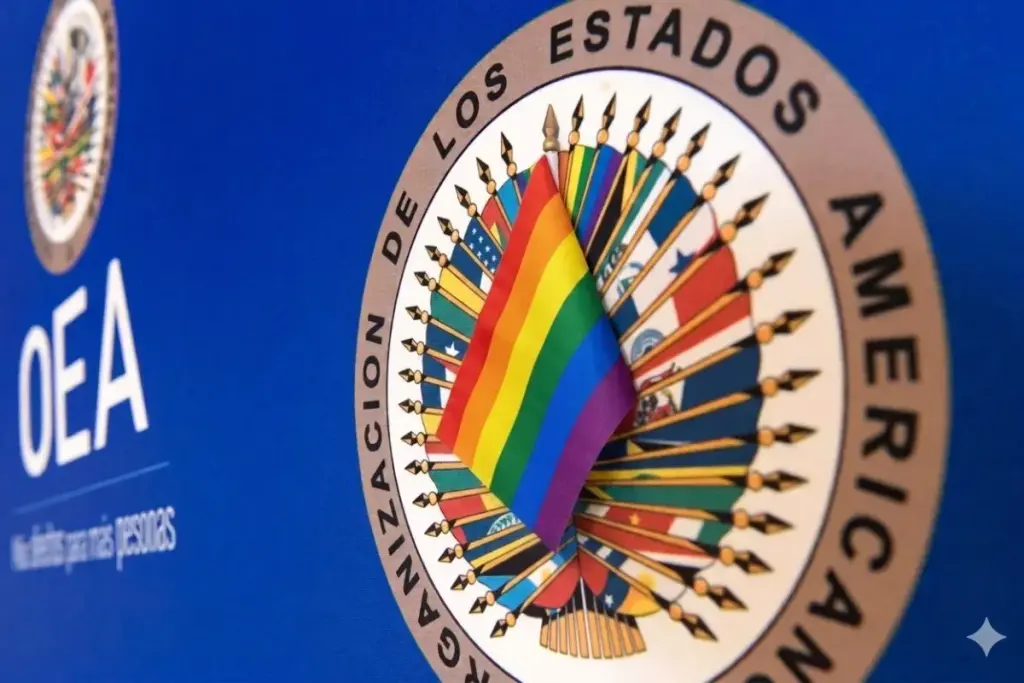 OEA logo and rainbow flag