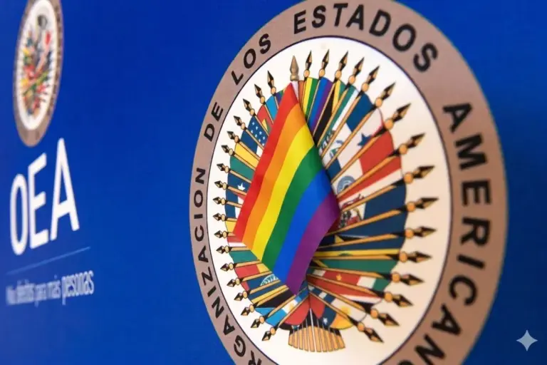 OEA logo and rainbow flag
