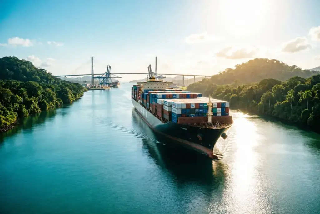 Panama Canal Port And Bridge