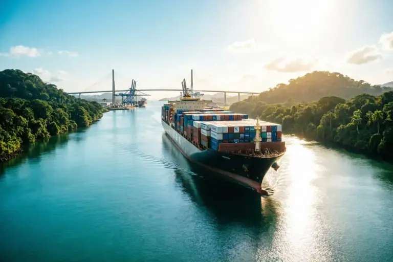Panama Canal Port And Bridge
