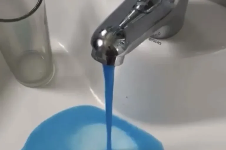 blue water from tap