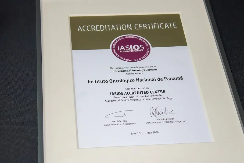 Certificate at The National Cancer Institute of Panama obtains IASIOS international accreditation Credit ION Gob PA