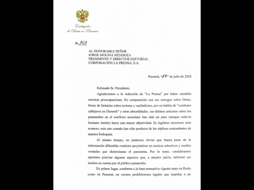 russian ambassador letter page 1 by panama mid ru