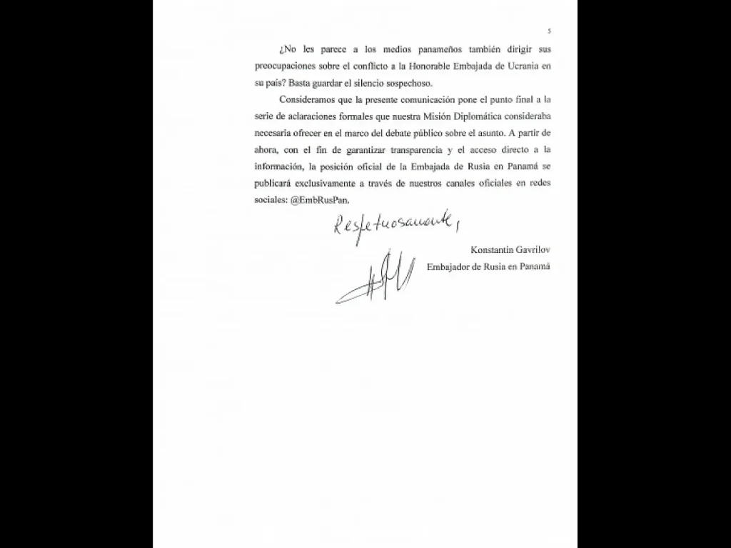russian ambassador letter page 5 by panama mid ru