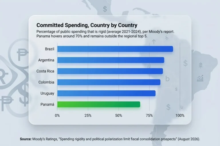 spending by country - Source: Moody's Ratings, "Spending rigidity and political polarization limit the prospects for fiscal consolidation" (August 2026) debt stabilization