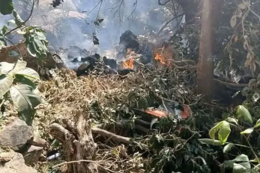 The aircraft crashed near Mount Ololokwe, and Kenyan authorities suspended rescue operations at nightfall
