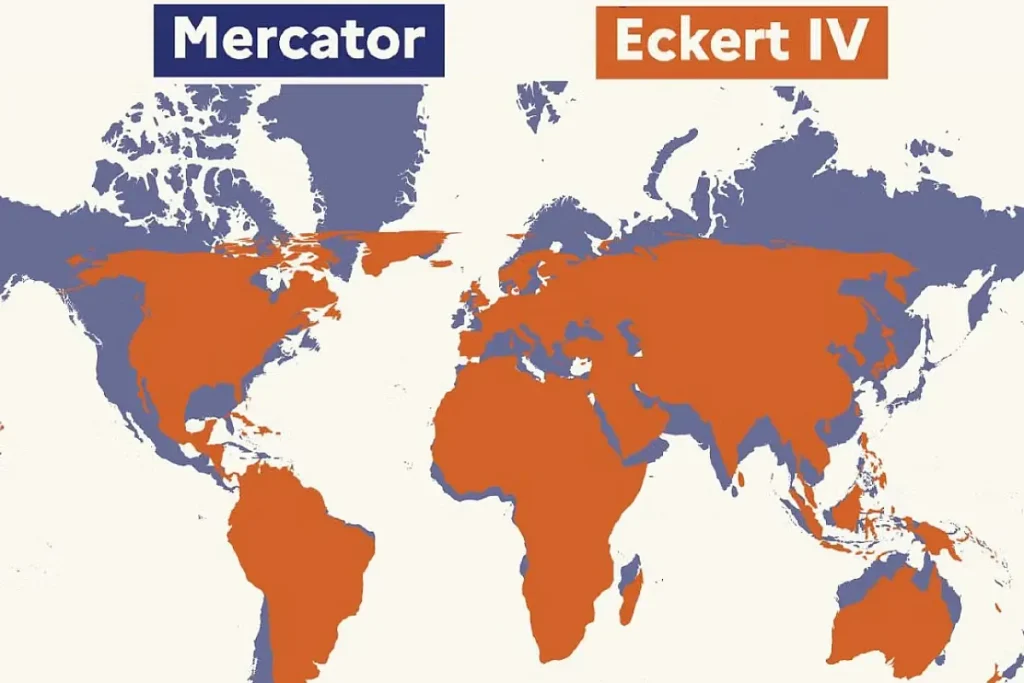 France has changed the projection used for its world maps, abandoning Mercator in favor of Eckert IV. FRENCH FOREIGN MINISTRY