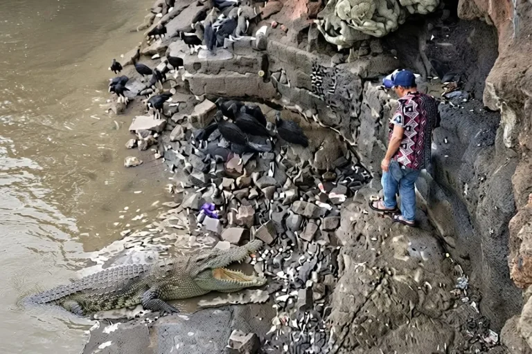 Crocodrile with man. By EXPAT-TIMES.