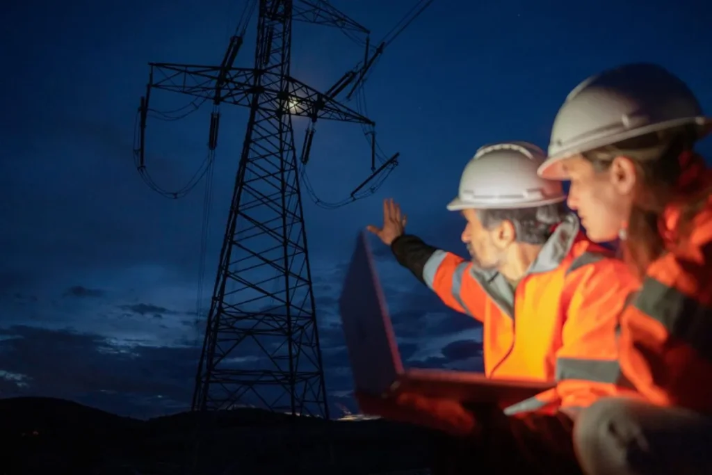 electric workers working. By AusEner.