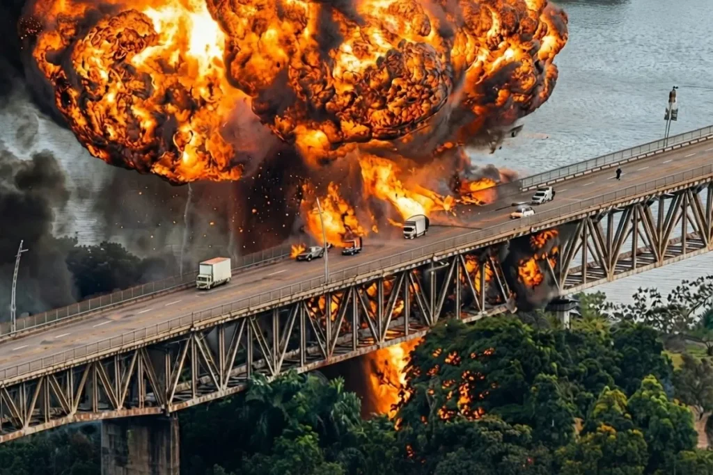 Bridge of the Americas fire. Empowered by IA.