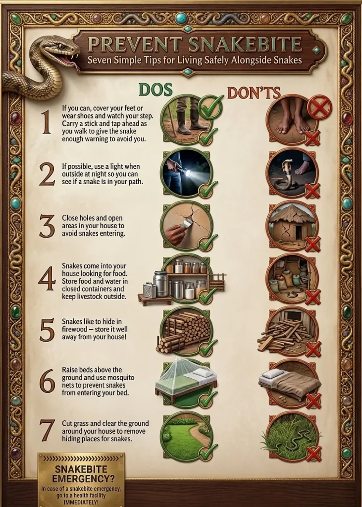 snake bite prevention illustration