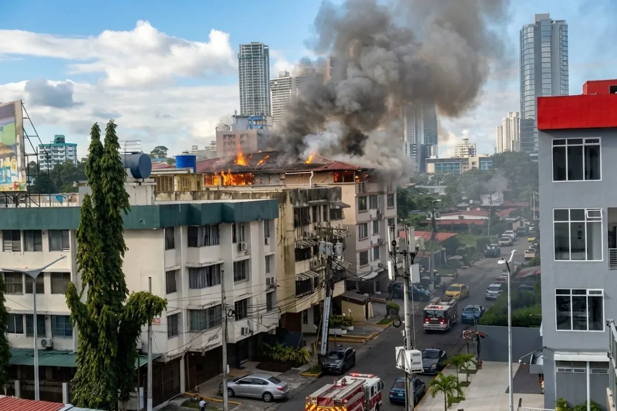 Rooftop Fire in El Paical. Expat-Times IA empowered.