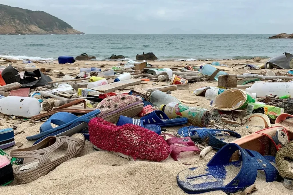 Trash on beach