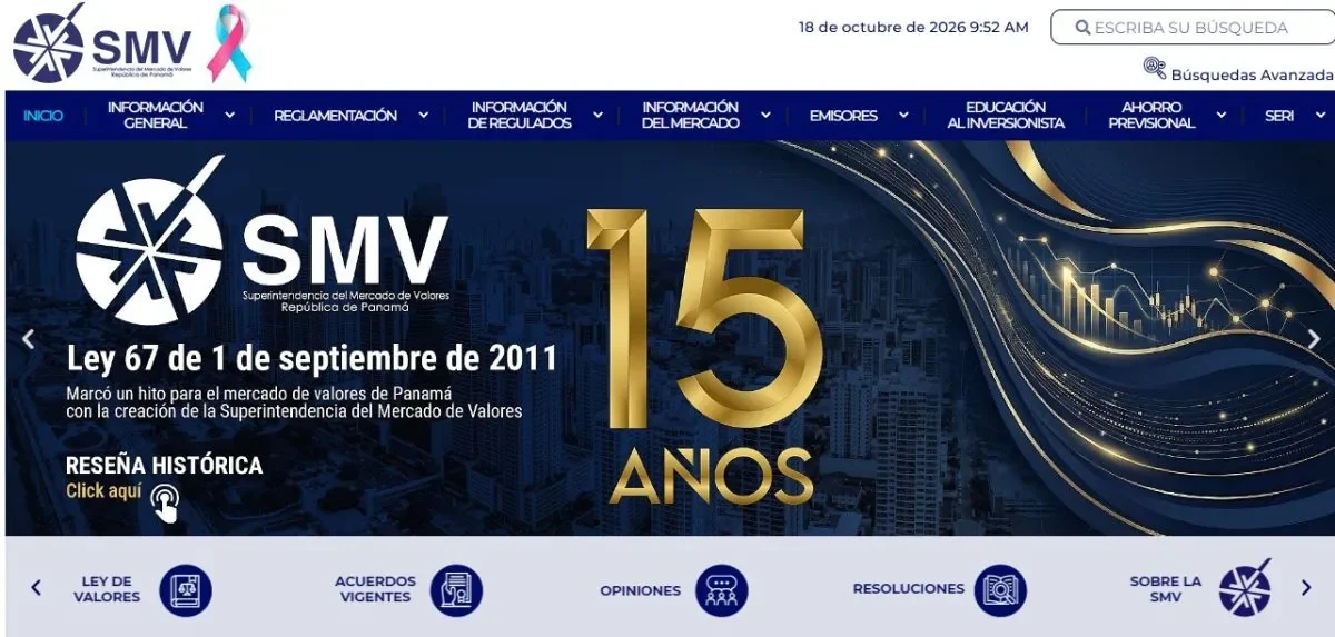 website supervalores.gob.pa